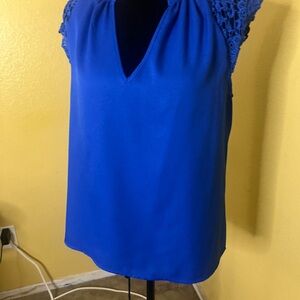 Blue Lace Sleeve Women's Top